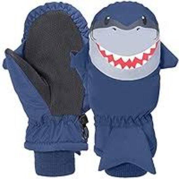 NEW 3M THINSULATE SHARK SNOW SKI WINTER GLOVES MITTENS FLEECE LINING SZ 4T-6T - Picture 1 of 7
